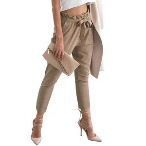chiffon high waist harem pants Women stringyselvedge summer style casual pants female black trousers