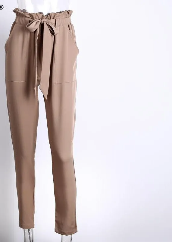 chiffon high waist harem pants Women stringyselvedge summer style casual pants female black trousers