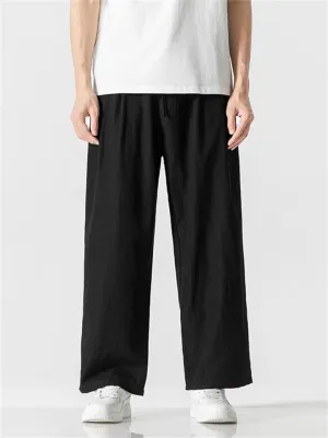 Chinese Style Men's Straight Leg Ice Silk Pants