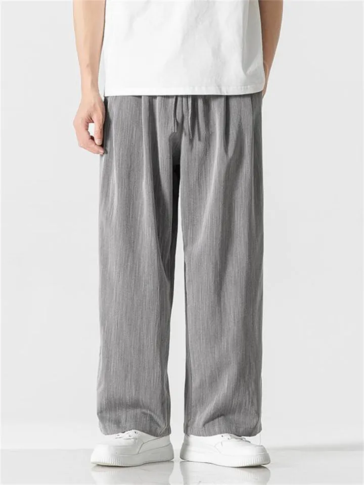 Chinese Style Men's Straight Leg Ice Silk Pants