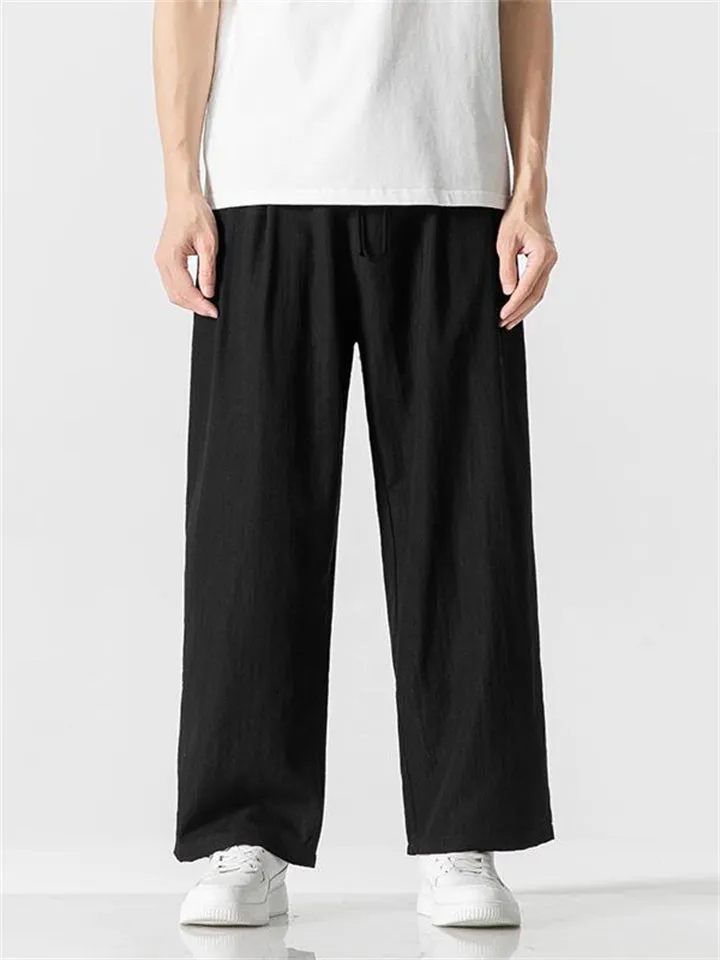 Chinese Style Men's Straight Leg Ice Silk Pants