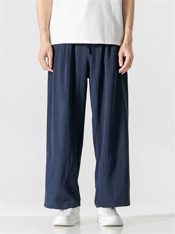 Chinese Style Men's Straight Leg Ice Silk Pants