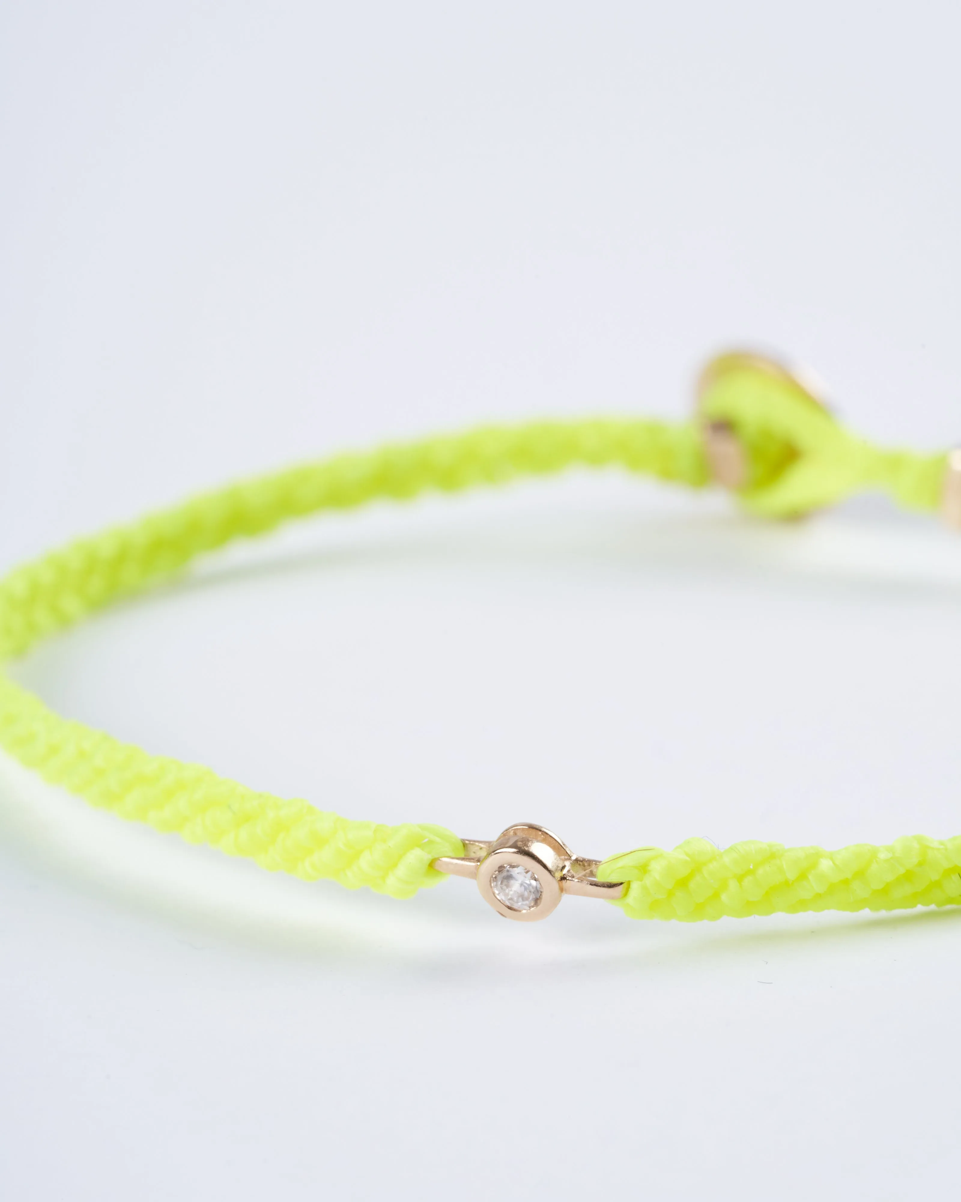 classic diamond bracelet in neon yellow- neon yellow nylon and stone
