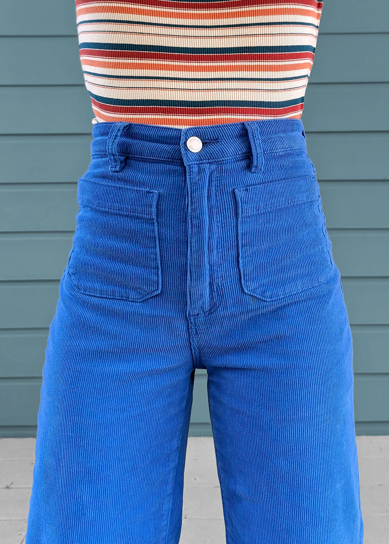 Cobalt Blue Corduroy Sailor Pants <br> <i> ankle length </i>