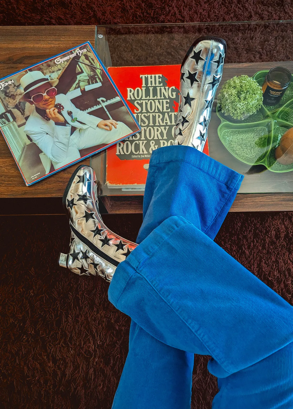 Cobalt Blue Corduroy Sailor Pants <br> <i> ankle length </i>
