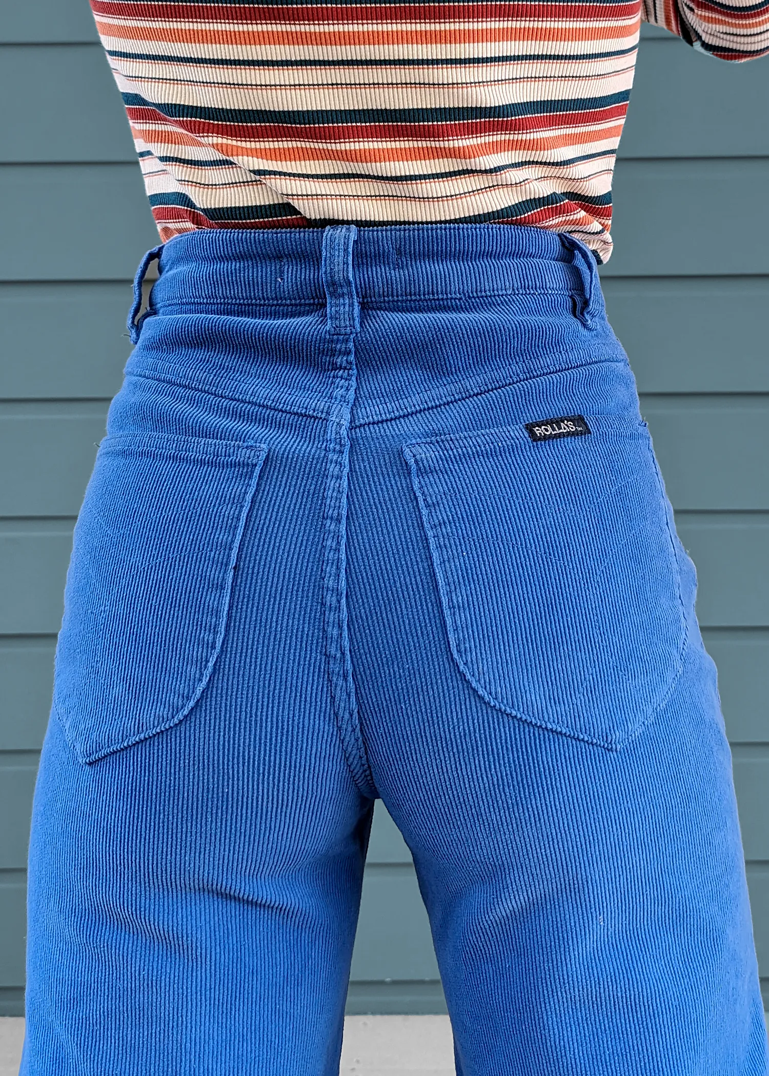 Cobalt Blue Corduroy Sailor Pants <br> <i> ankle length </i>