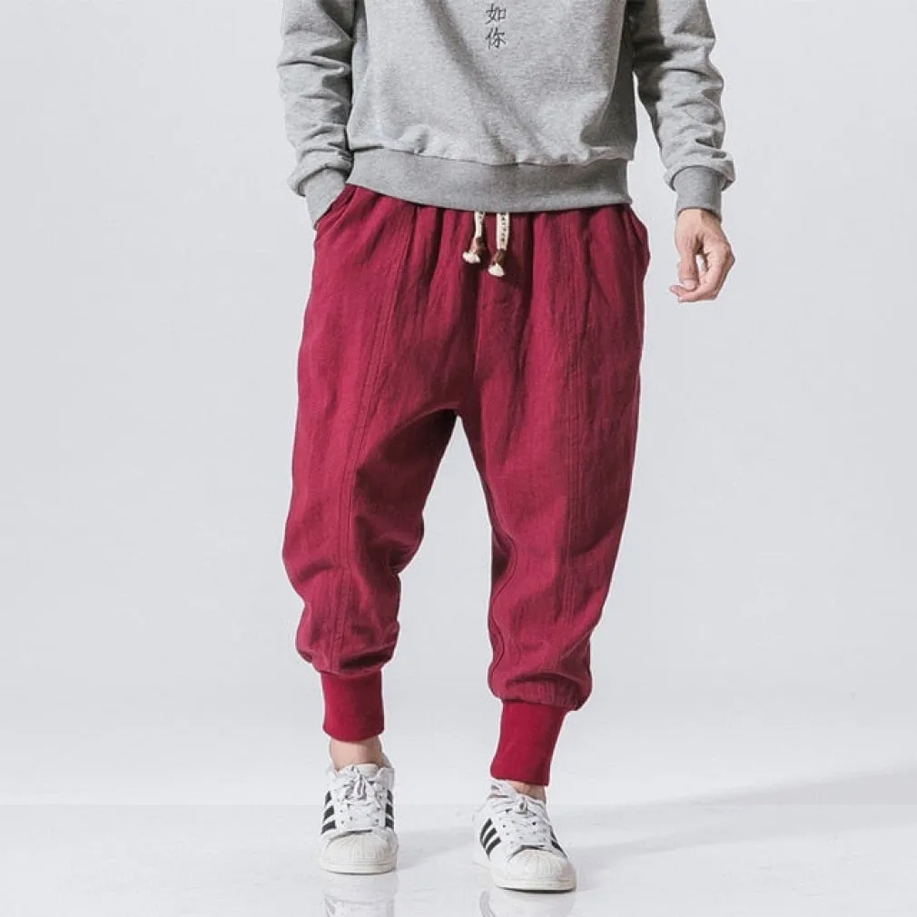 ContiNent 33 Pants Men Streetwear Casual Joggers Mens Pants Cotton Linen Sweatpants Ankle-length Men Trousers M-5XL