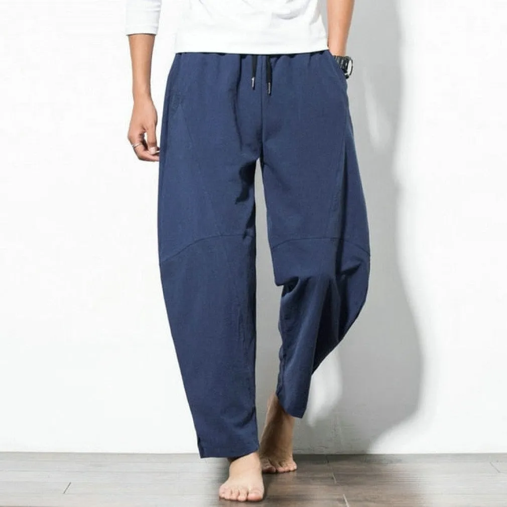 ContiNent 33 Pants Men Streetwear Casual Joggers Mens Pants Cotton Linen Sweatpants Ankle-length Men Trousers M-5XL