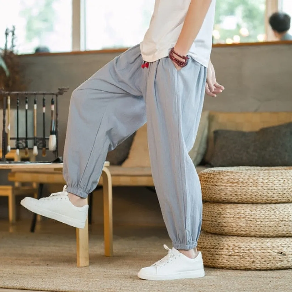 ContiNent 33 Pants Men Streetwear Casual Joggers Mens Pants Cotton Linen Sweatpants Ankle-length Men Trousers M-5XL