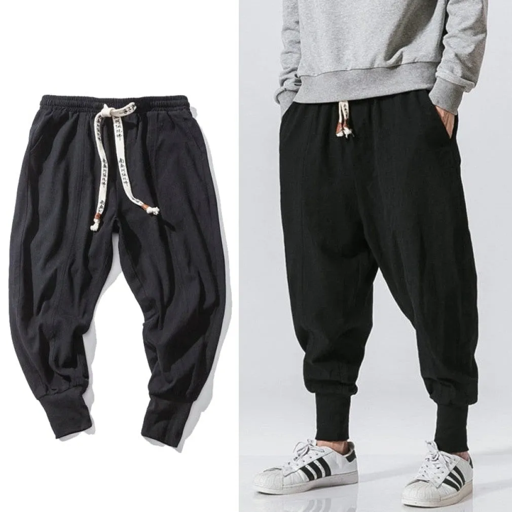 ContiNent 33 Pants Men Streetwear Casual Joggers Mens Pants Cotton Linen Sweatpants Ankle-length Men Trousers M-5XL