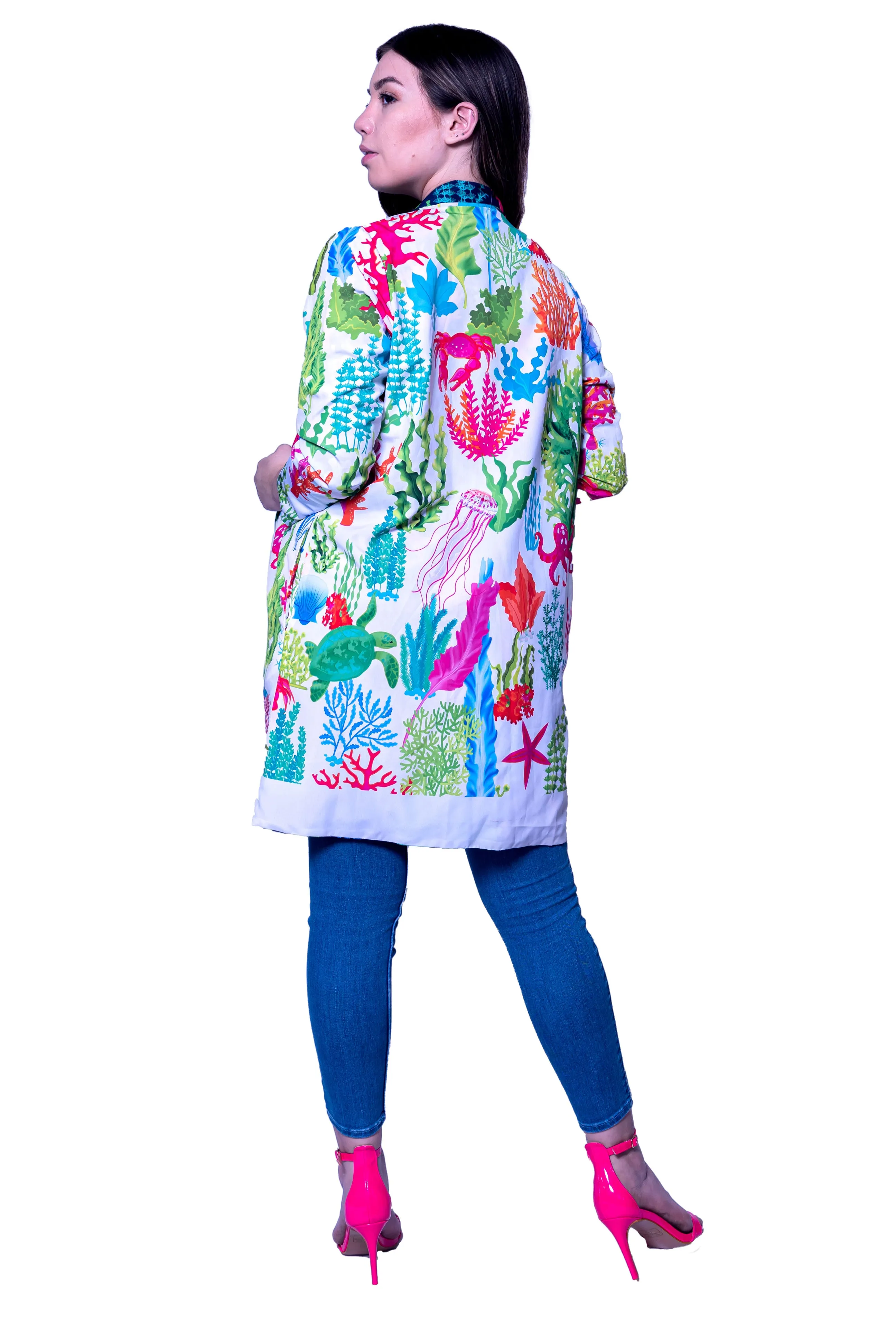 Cotton Printed Open Jacket