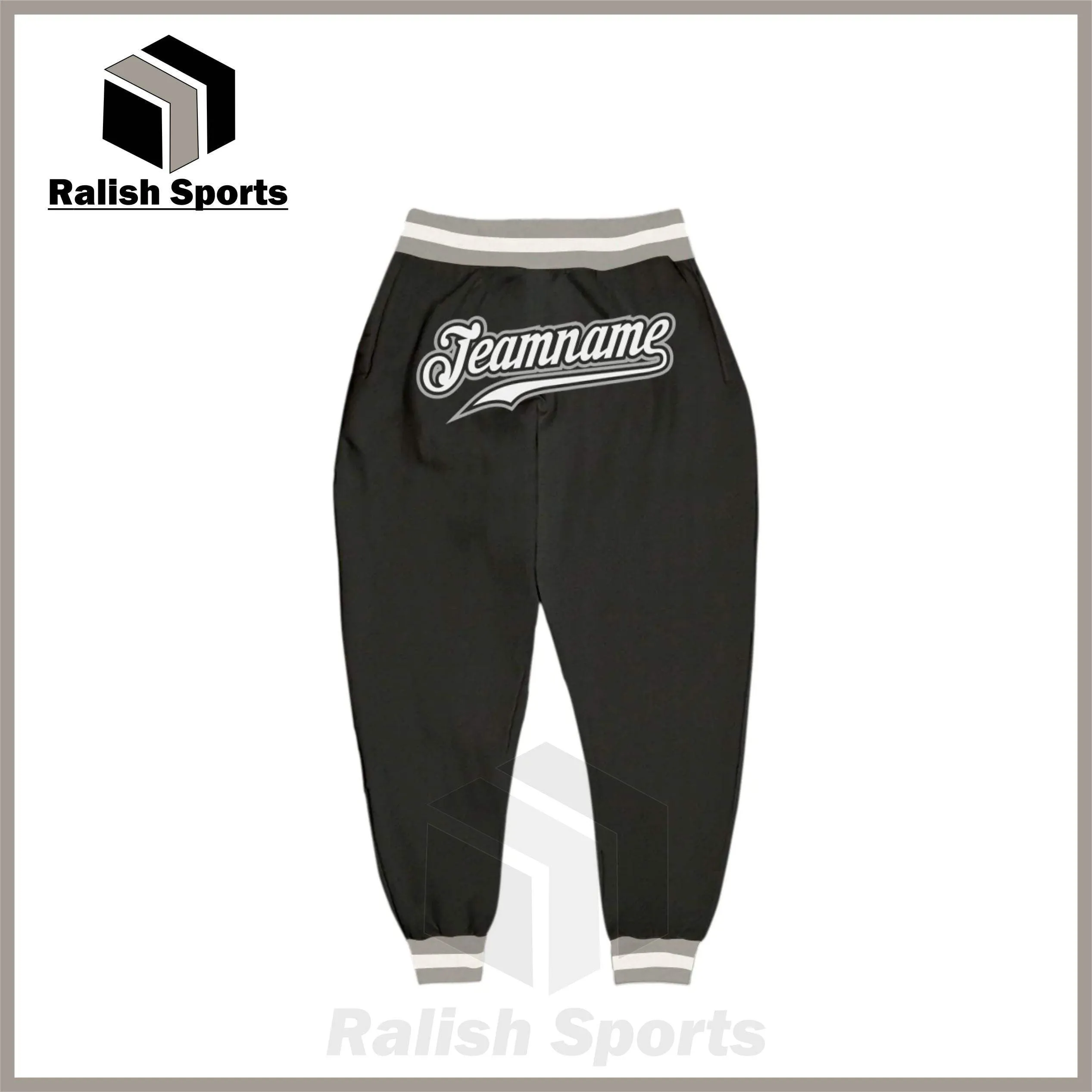 Custom Black White-Gray Sports Pants