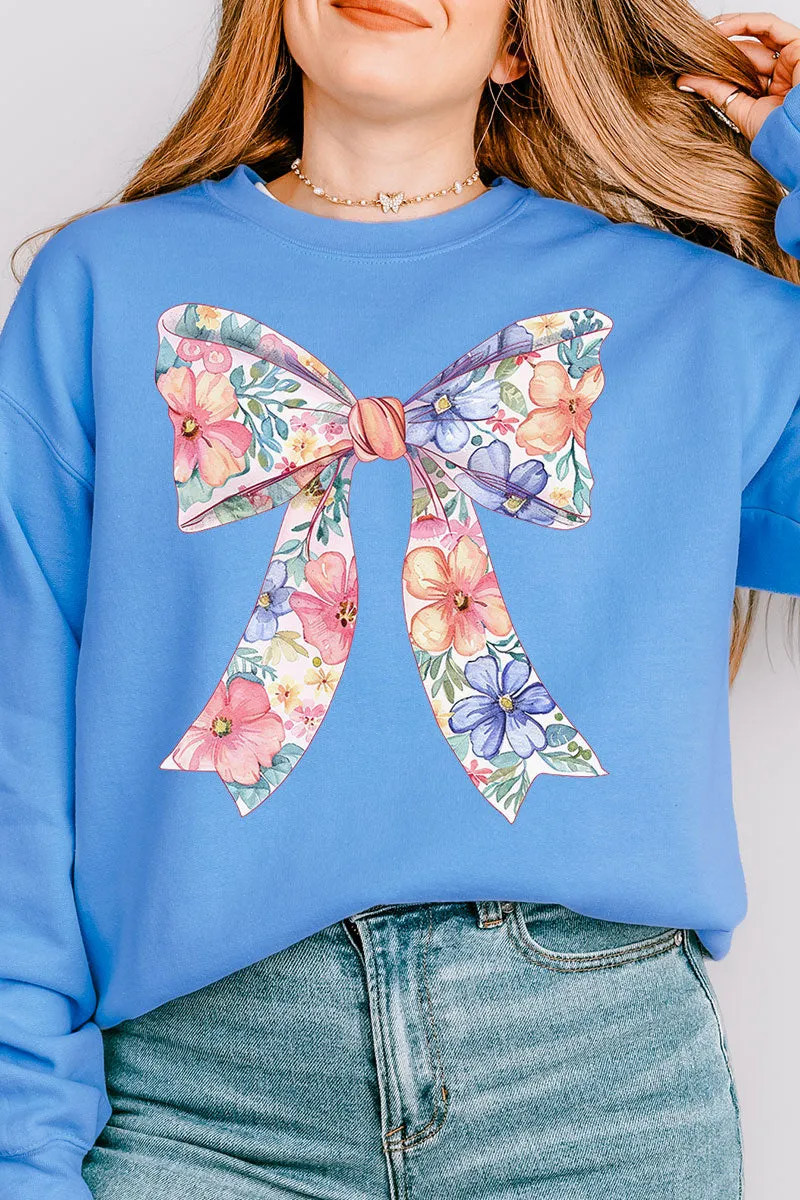 Cutesy Floral Bow Unisex NuBlend Crew Sweatshirt