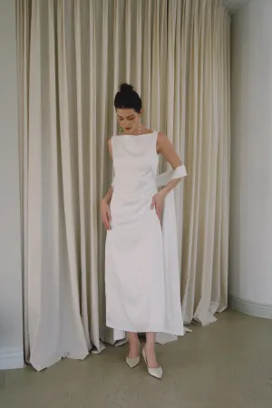Daphne Boat Neck Tea Length Dress