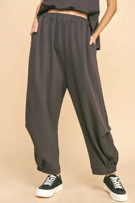 Davi & Dani Drawstring Hem Round Neck Tank and Pants Set