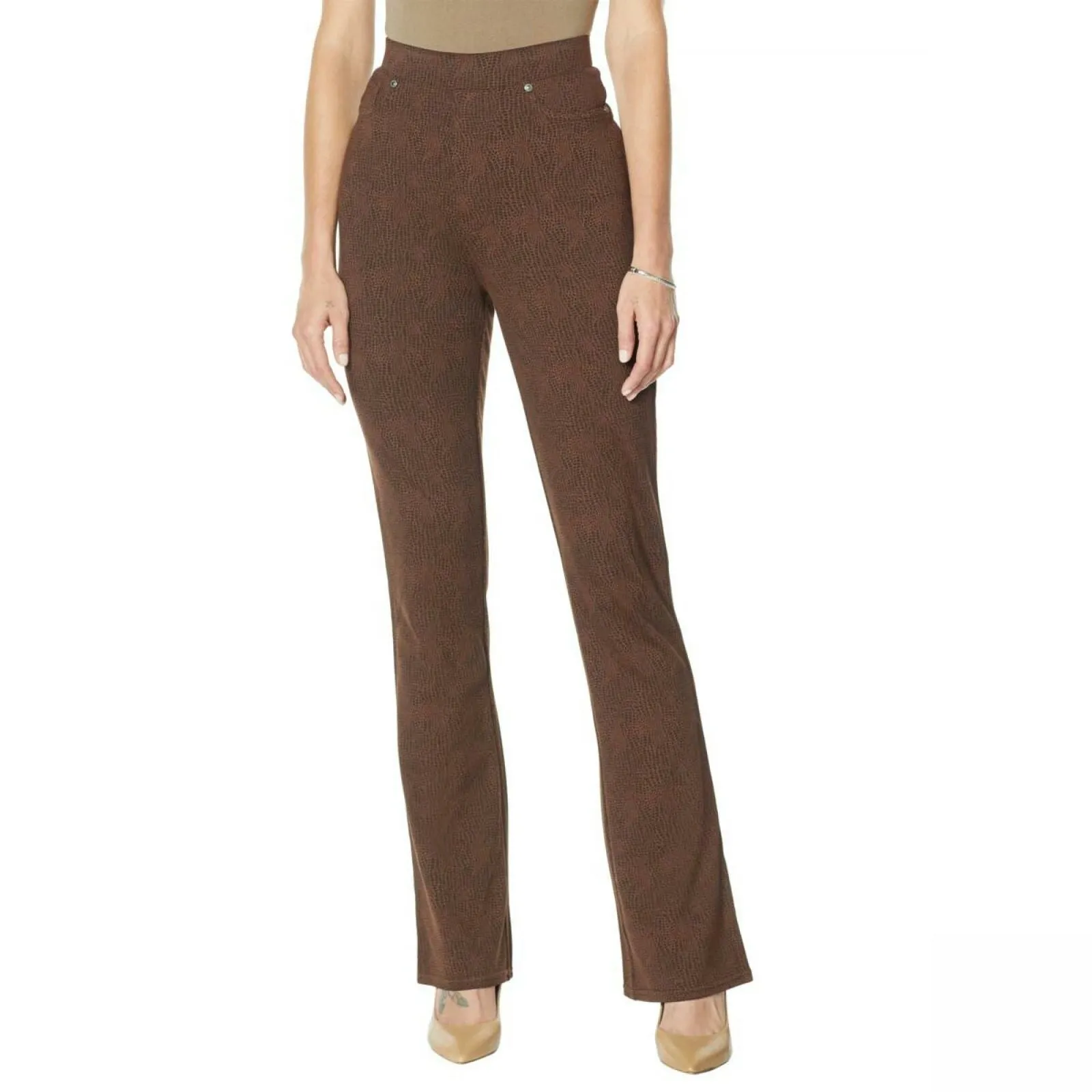 DG2 by Diane Gilman Pull On Stretch Ponte Boot Cut Pants Espresso Large
