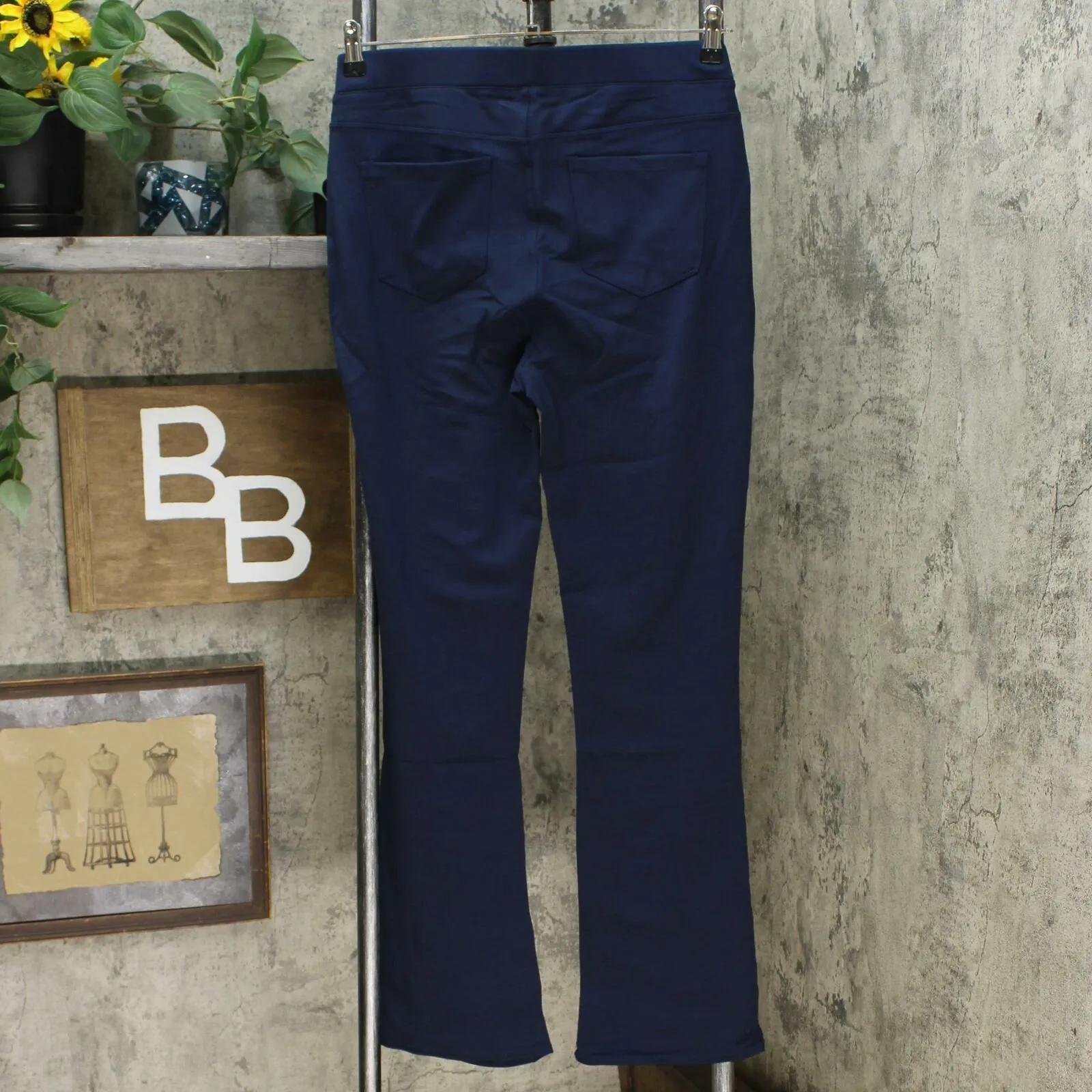 DG2 by Diane Gilman Pull On Stretch Ponte Boot Cut Pants Navy Medium