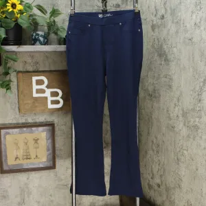 DG2 by Diane Gilman Pull On Stretch Ponte Boot Cut Pants Navy Medium
