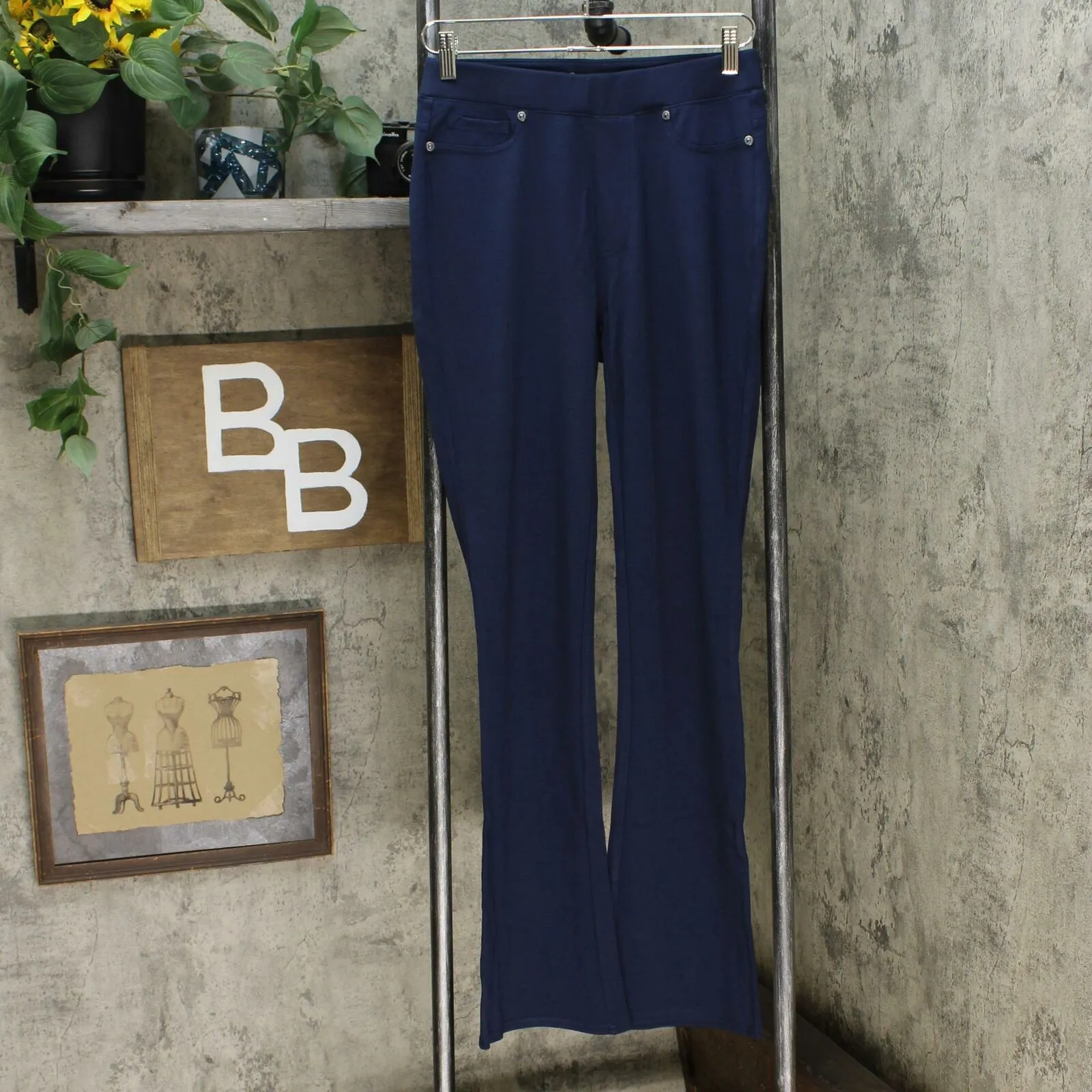 DG2 by Diane Gilman Pull On Stretch Ponte Boot Cut Pants Navy XS