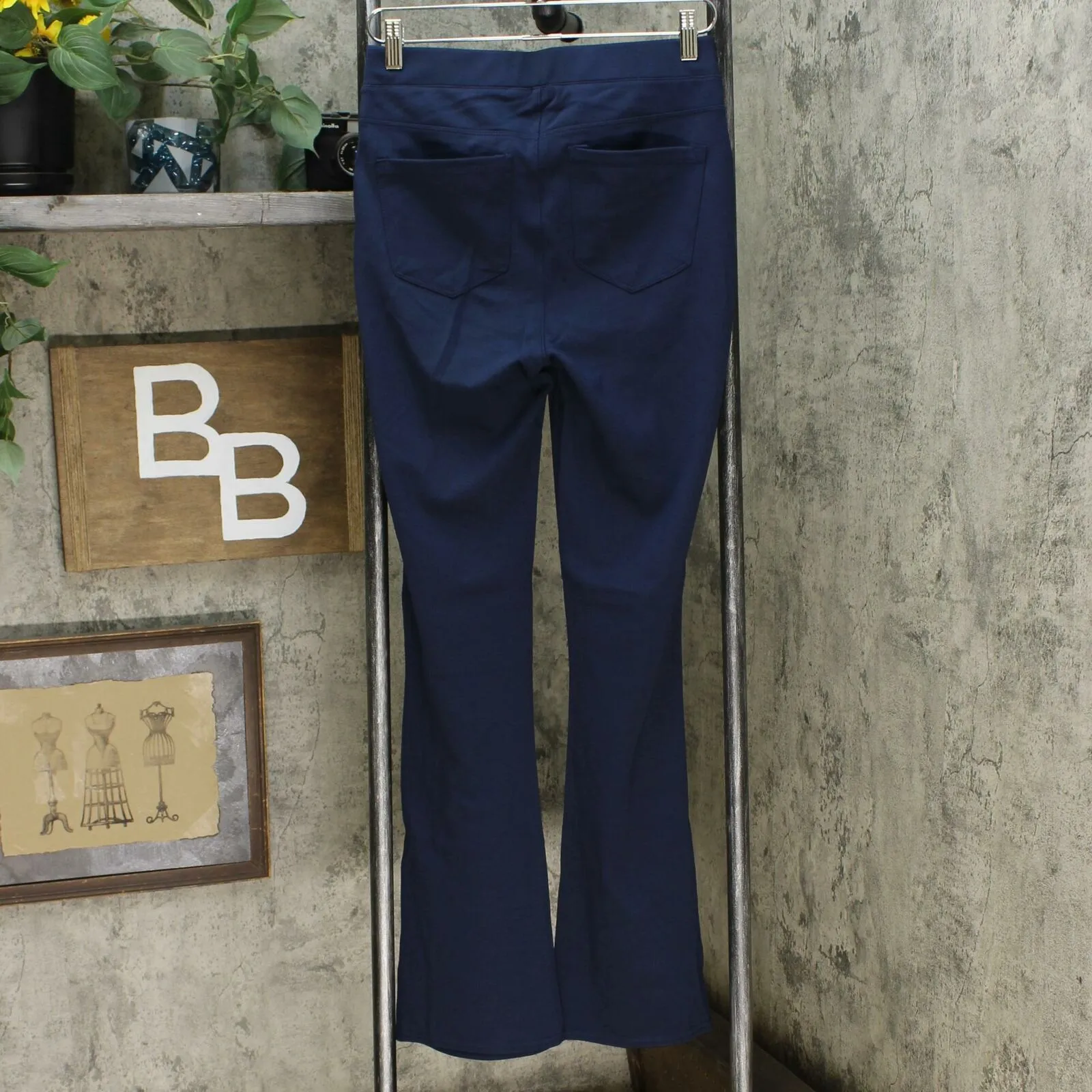 DG2 by Diane Gilman Pull On Stretch Ponte Boot Cut Pants Navy XS