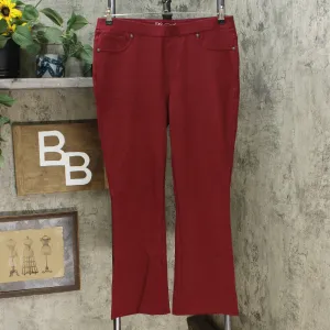 DG2 by Diane Gilman Pull On Stretch Ponte Boot Cut Pants Wine Petite Large
