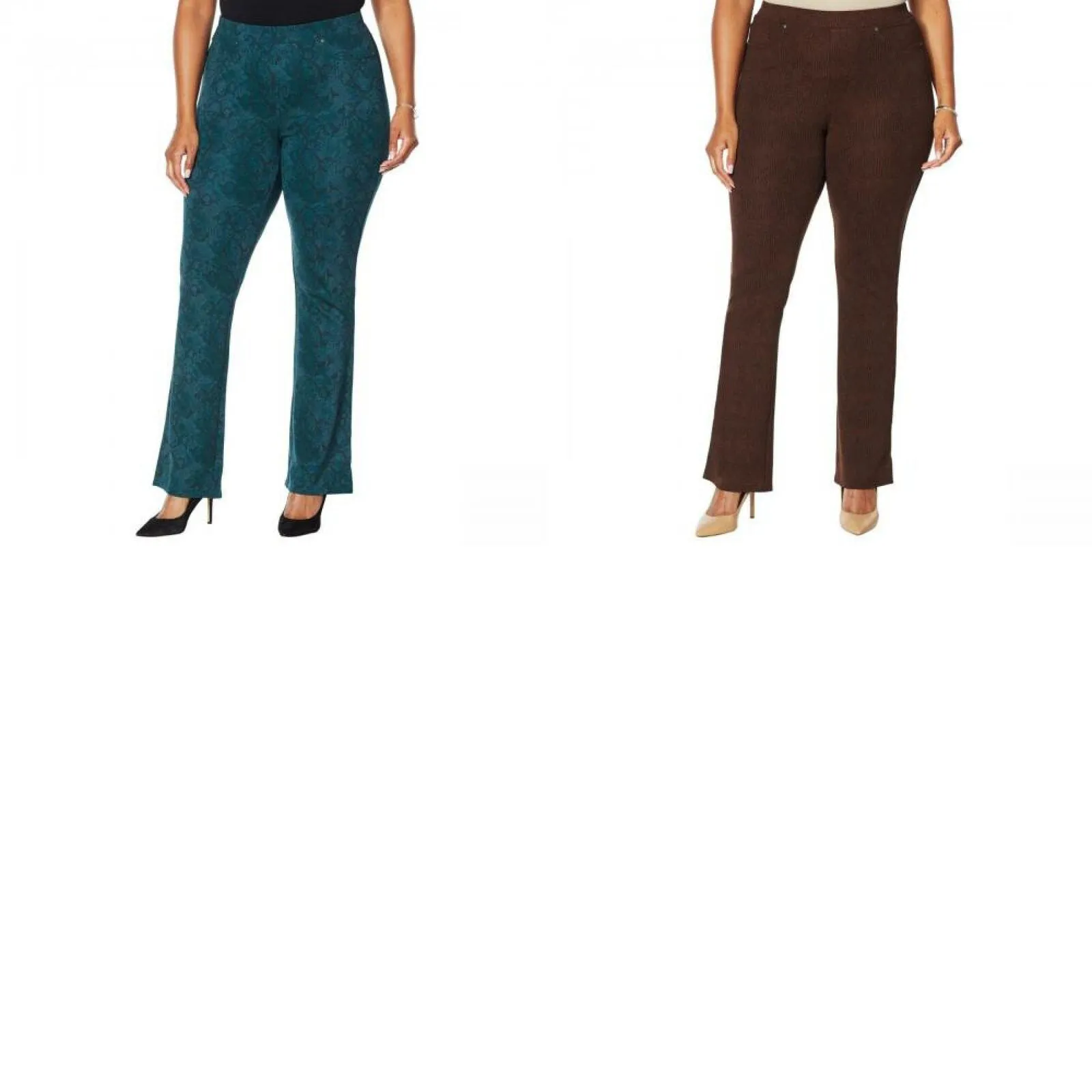 DG2 by Diane Gilman Women's Plus Size Patterned Ponte Boot Cut Pants