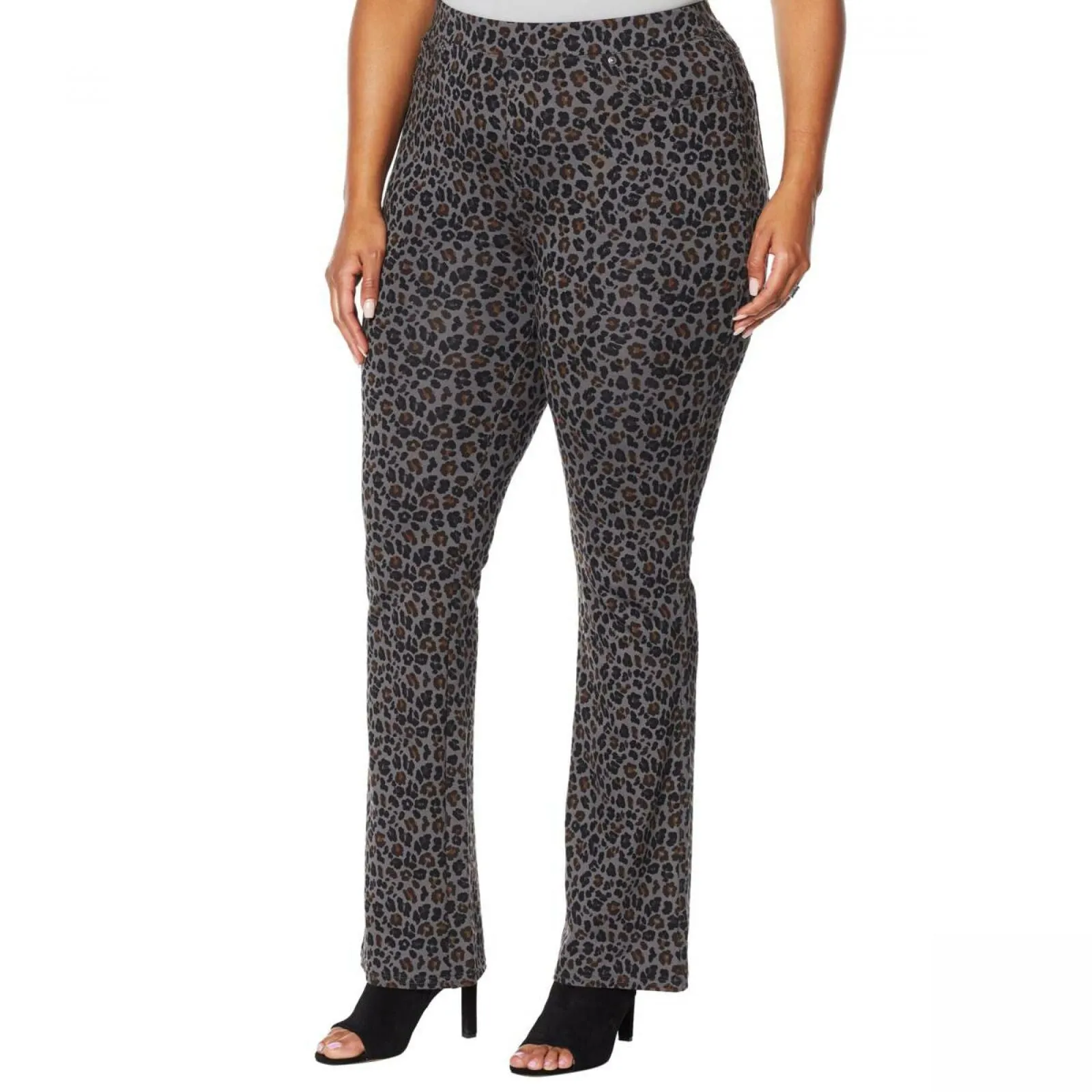 DG2 by Diane Gilman Women's Plus Size Patterned Ponte Boot Cut Pants