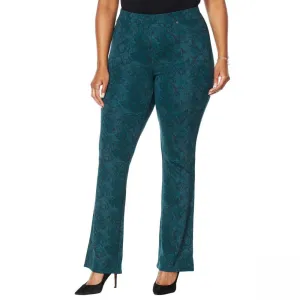 DG2 by Diane Gilman Women's Plus Size Patterned Ponte Boot Cut Pants