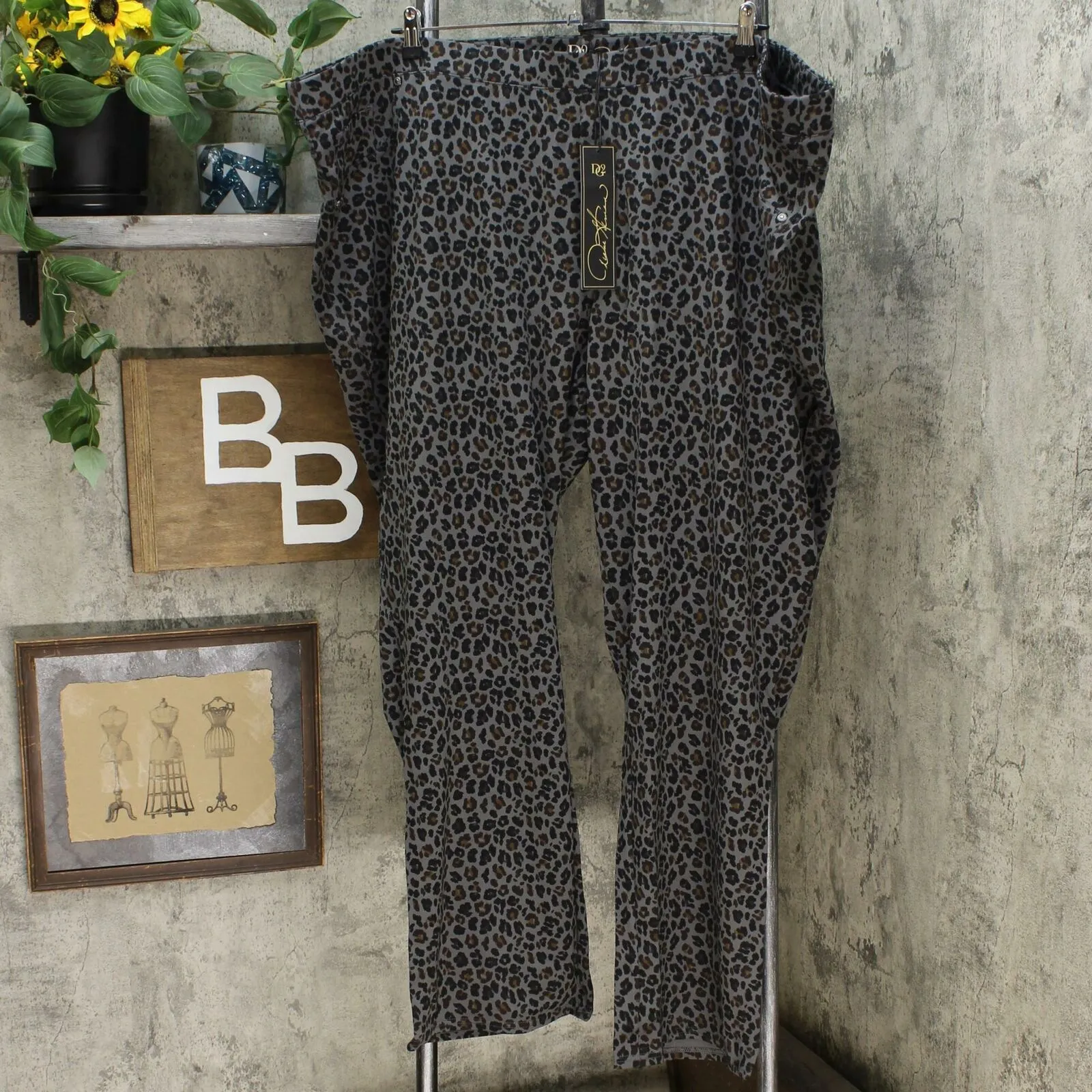 DG2 by Diane Gilman Women's Plus Size Patterned Ponte Boot Cut Pants