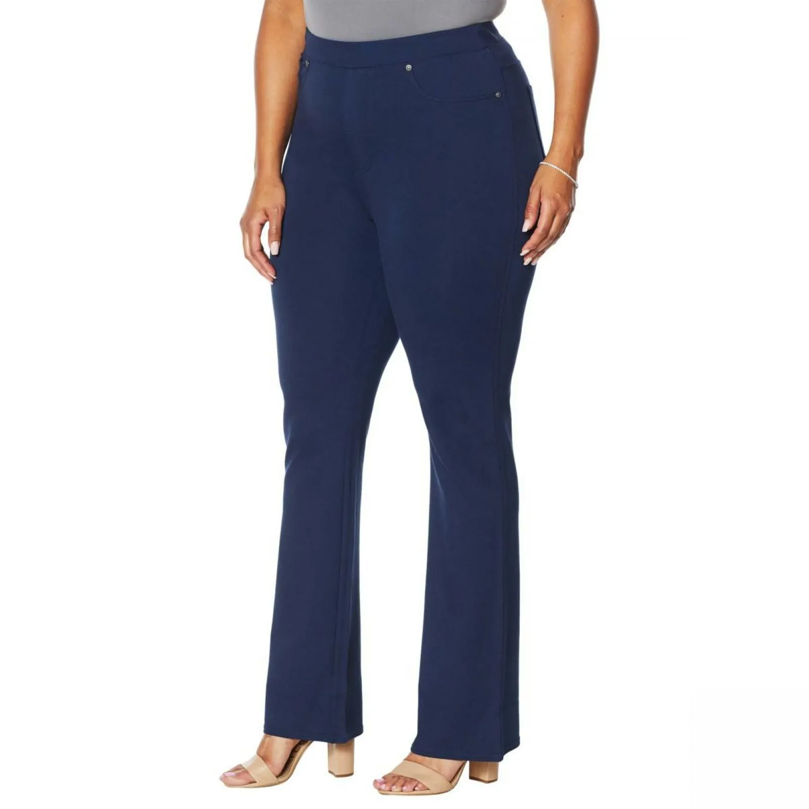 DG2 by Diane Gilman Women's Plus Size Pull On Eco Ponte Boot Cut Pants