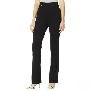 DG2 by Diane Gilman Women's Pull On Ponte Boot Cut Pants Black Petite XL