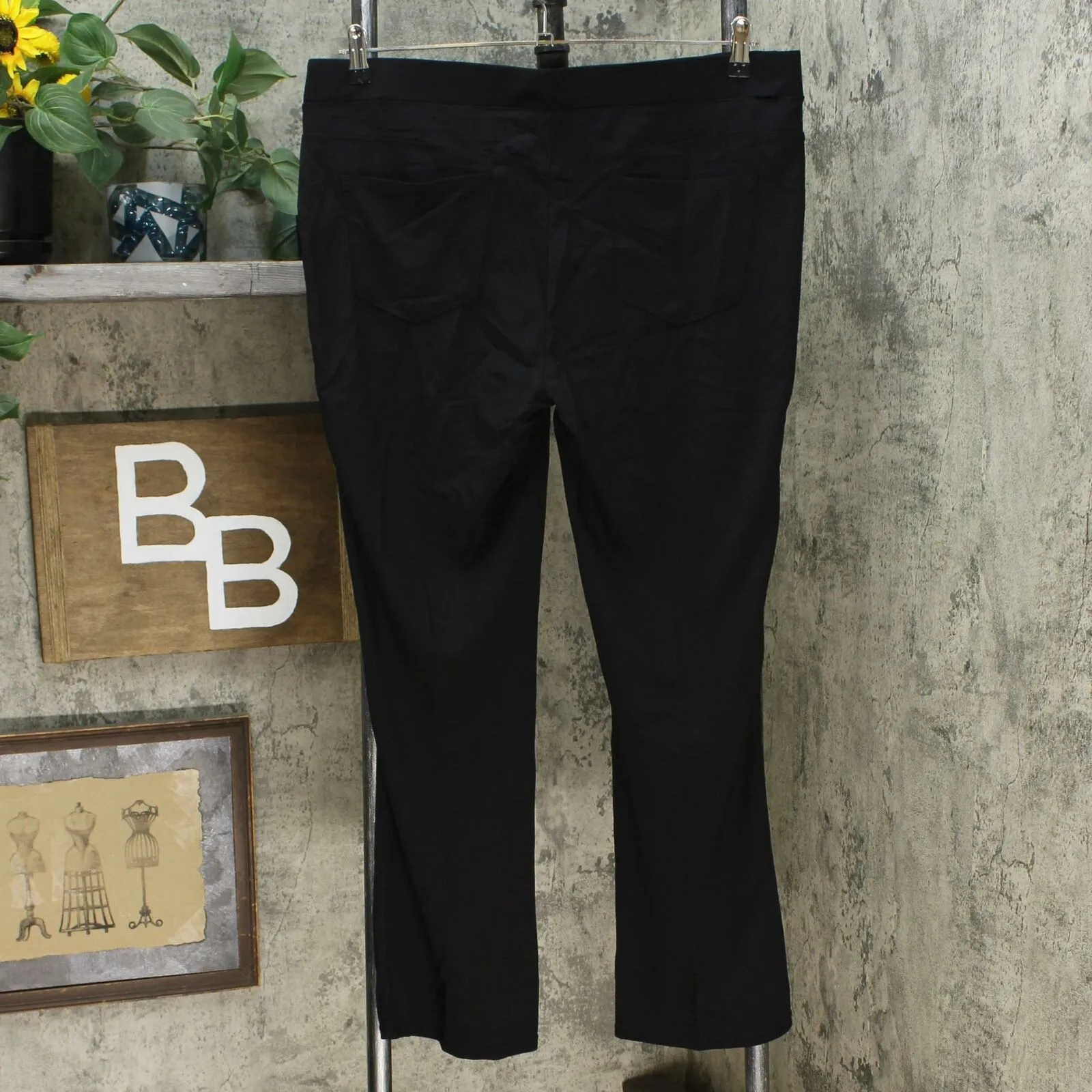 DG2 by Diane Gilman Women's Pull On Ponte Boot Cut Pants Black Petite XL