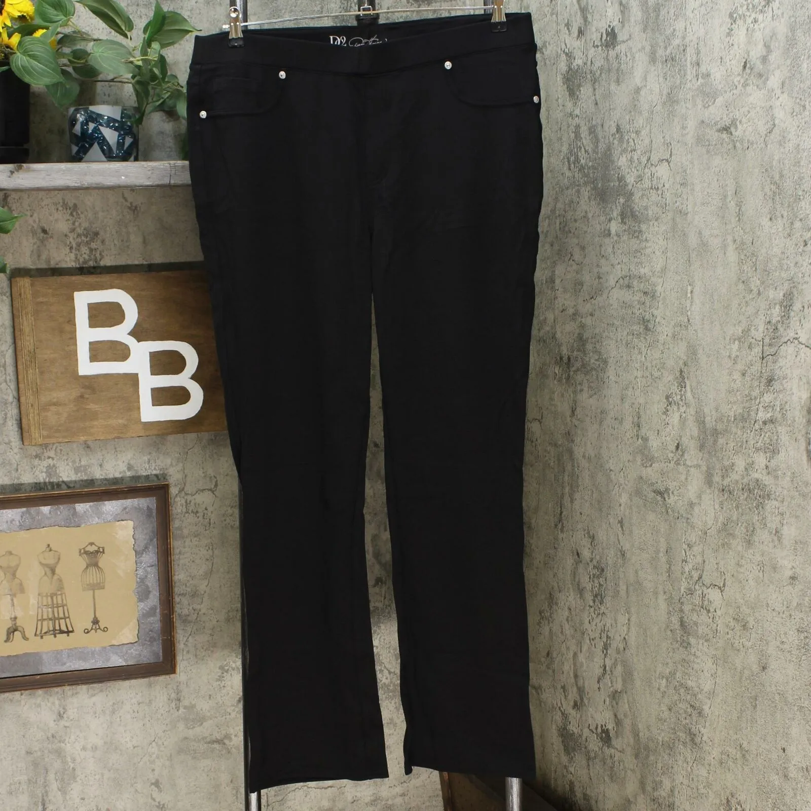 DG2 by Diane Gilman Women's Pull On Stretch Ponte Boot Cut Pants Black XL