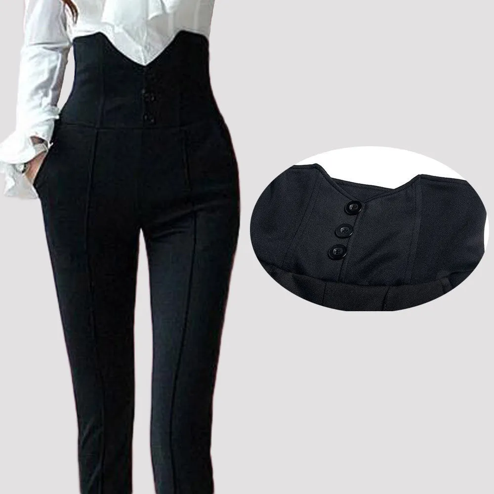 Elastic fabric Women Pants Capris Black handsome Long super High waist Trousers tight, Women clothes