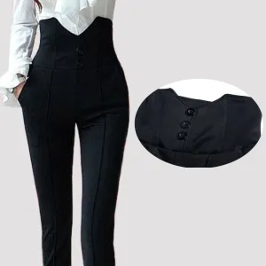 Elastic fabric Women Pants Capris Black handsome Long super High waist Trousers tight, Women clothes