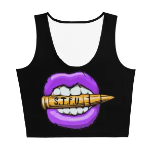 Electric Purple Logo Fitted Crop Top - Black