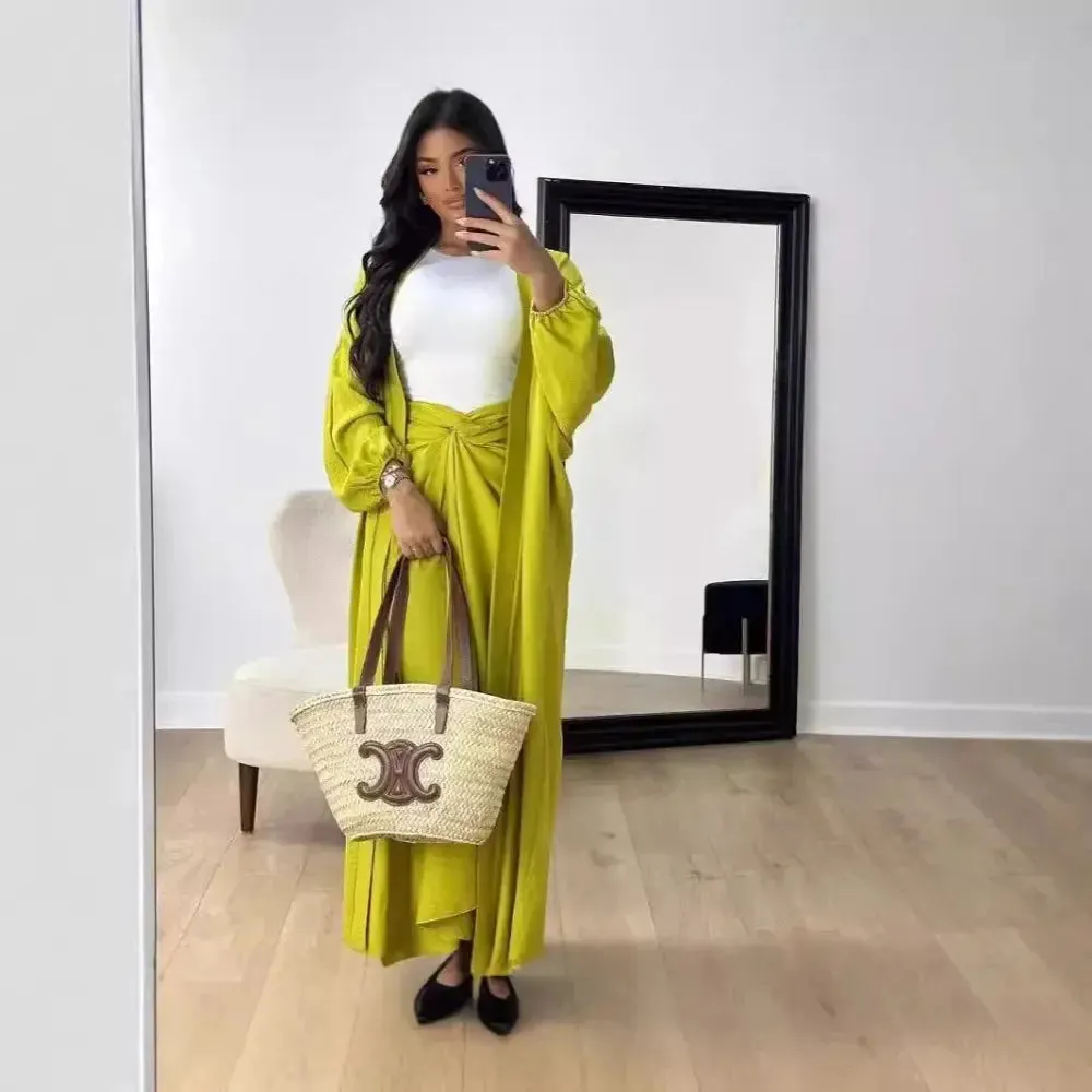 Elegant  Cardigan Robe and Skirt