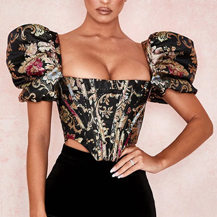 Elegant fashion Floral Slim Fit Top