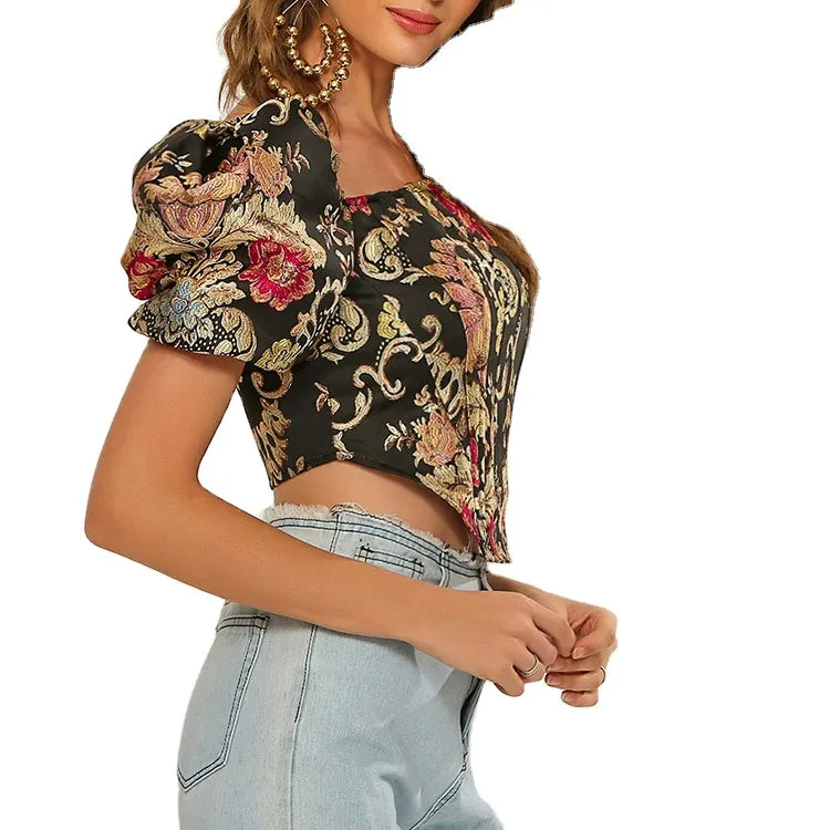 Elegant fashion Floral Slim Fit Top