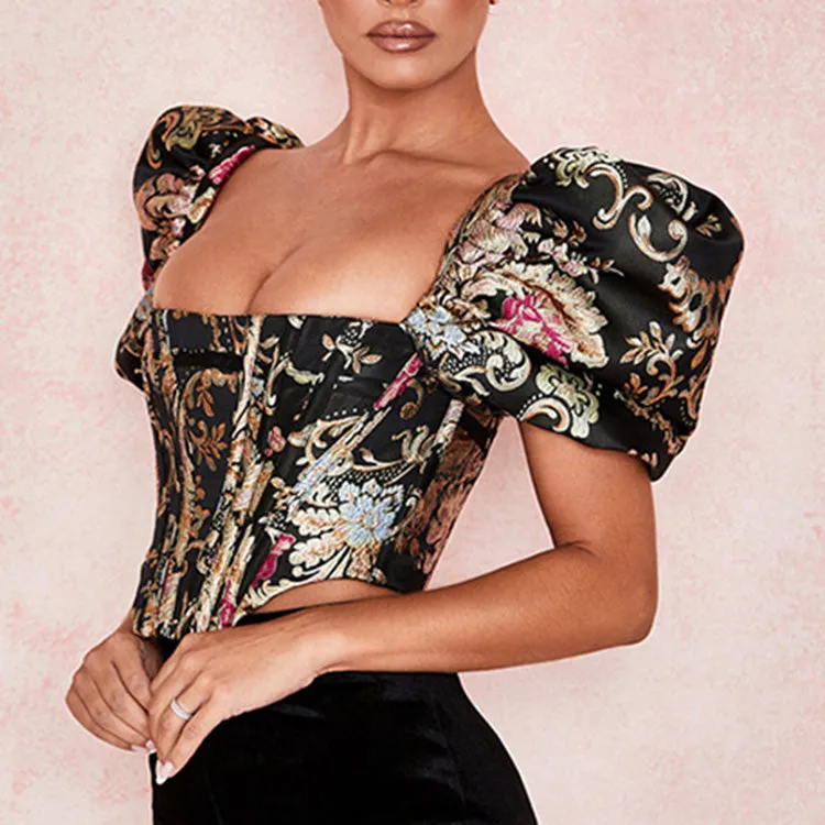 Elegant fashion Floral Slim Fit Top