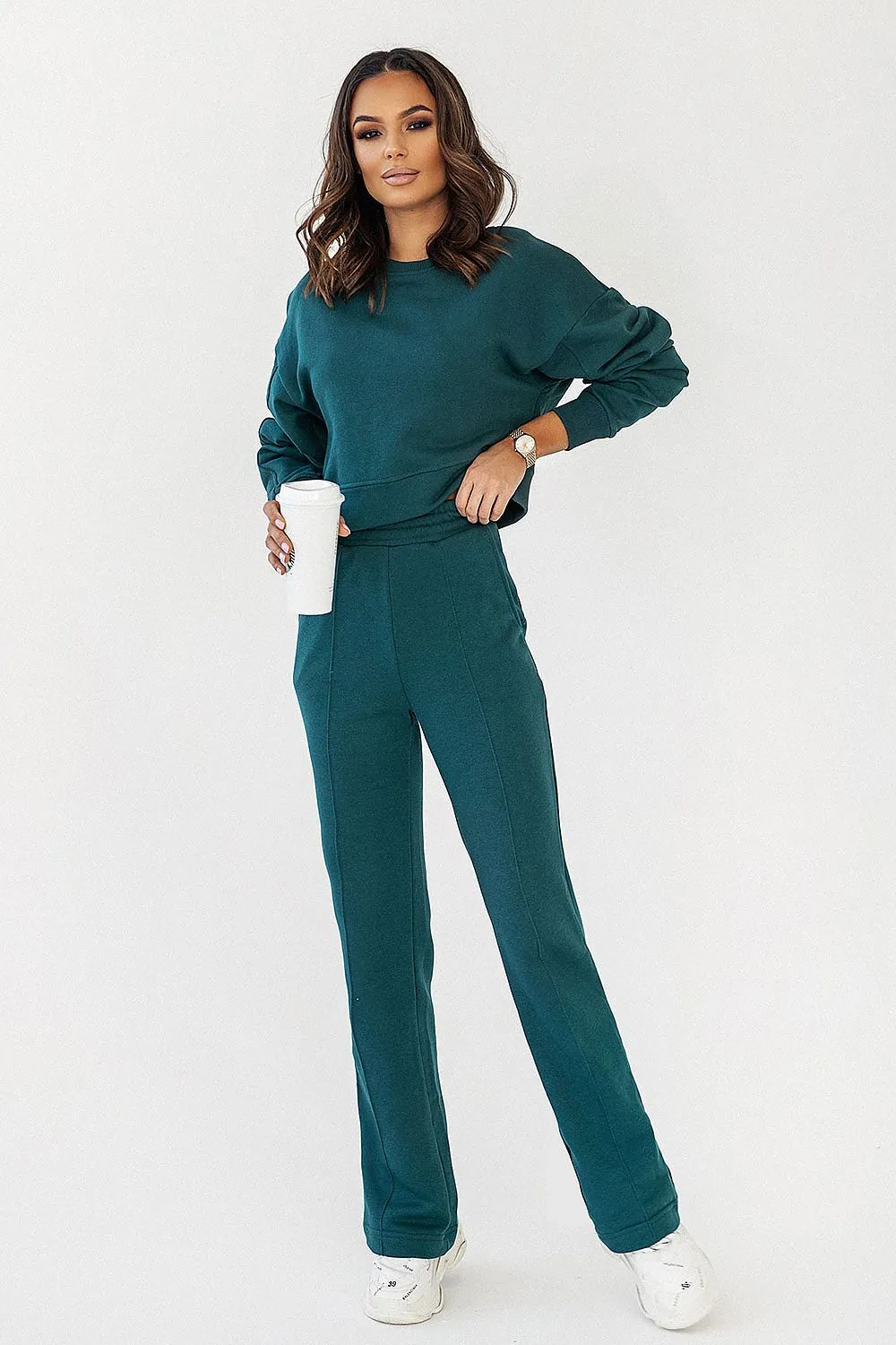Elevated Waist Cotton Sweatpants
