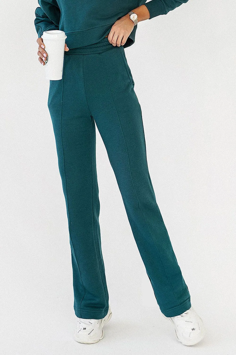 Elevated Waist Cotton Sweatpants
