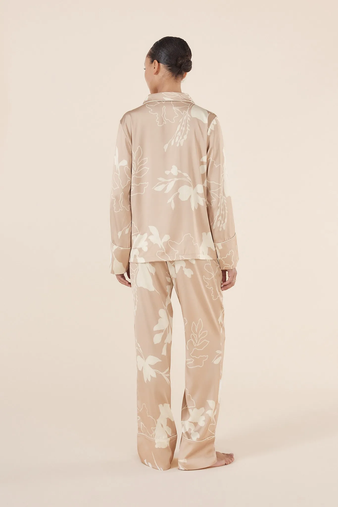 Elina Botanical Silky Satin PJ set / Natural