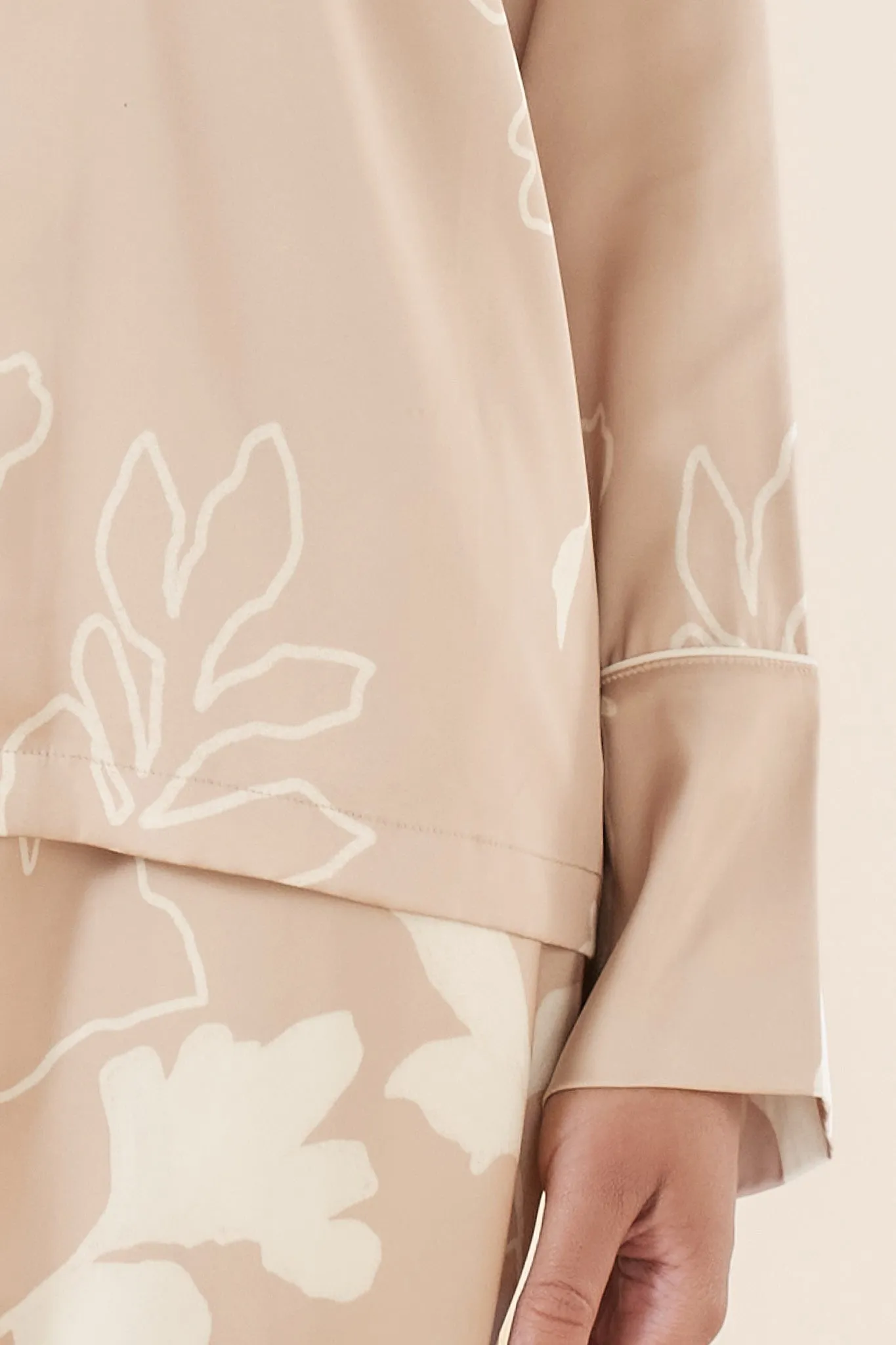 Elina Botanical Silky Satin PJ set / Natural