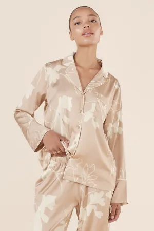 Elina Botanical Silky Satin PJ set / Natural