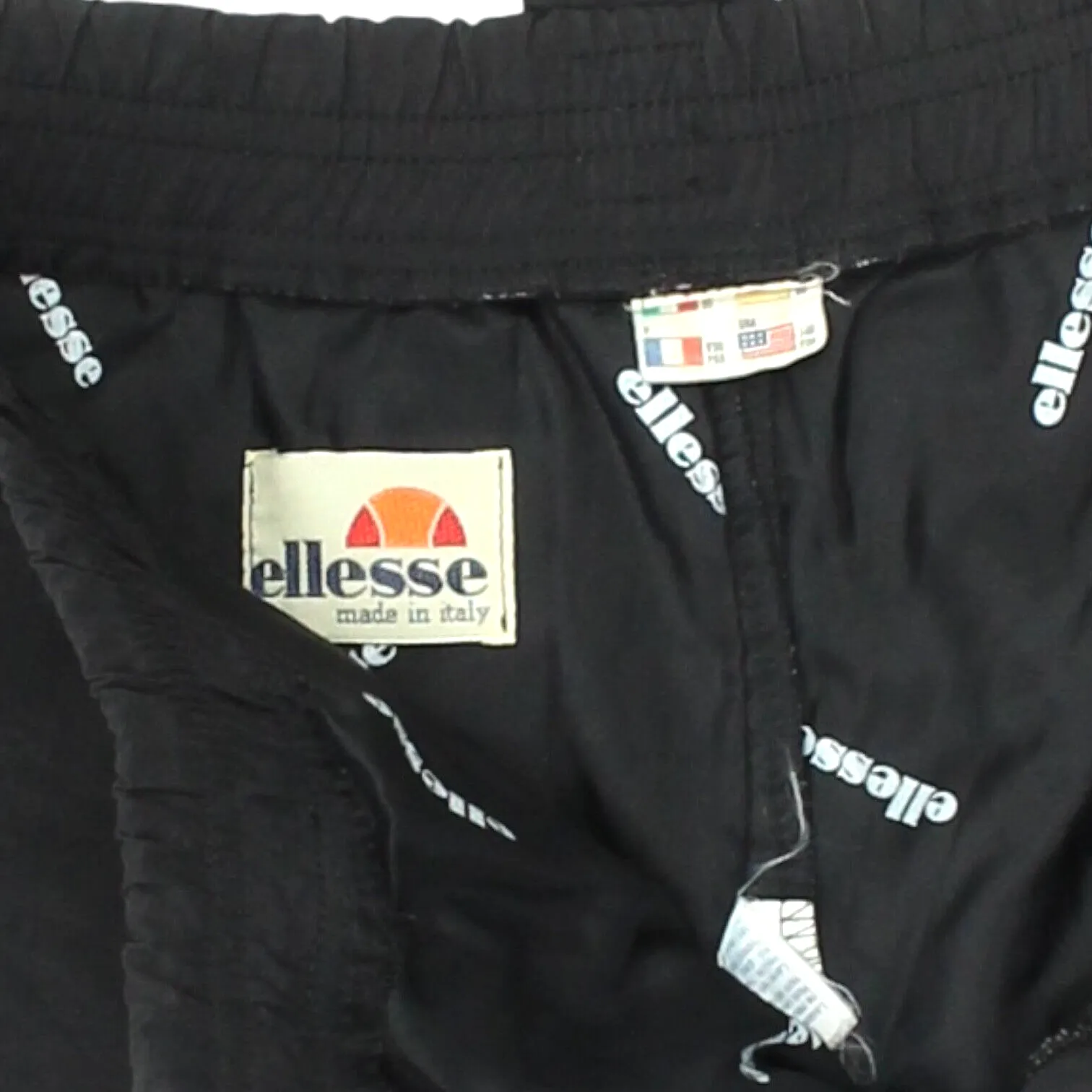 Ellesse Black Tracksuit Bottoms | Vintage Mens 90s Sportswear Sports Track Pants
