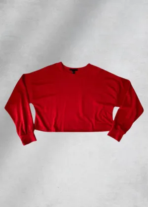 Ellie Cropped Sweatshirt Top - Red