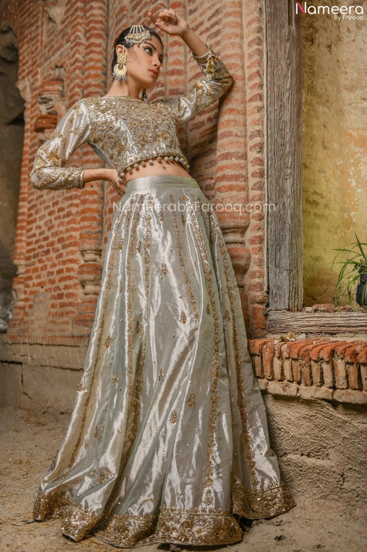 Embellished Green Lehenga Choli Wedding Dress #BN1015