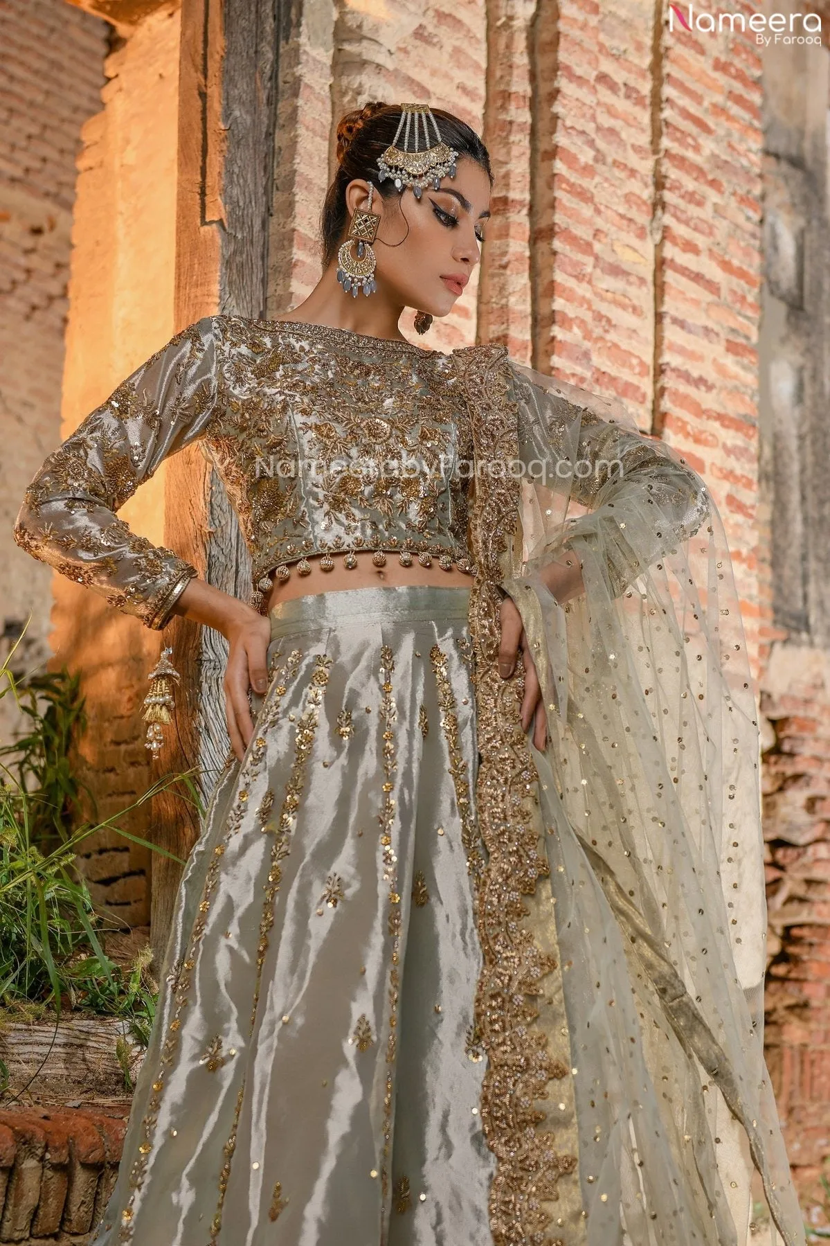 Embellished Green Lehenga Choli Wedding Dress #BN1015