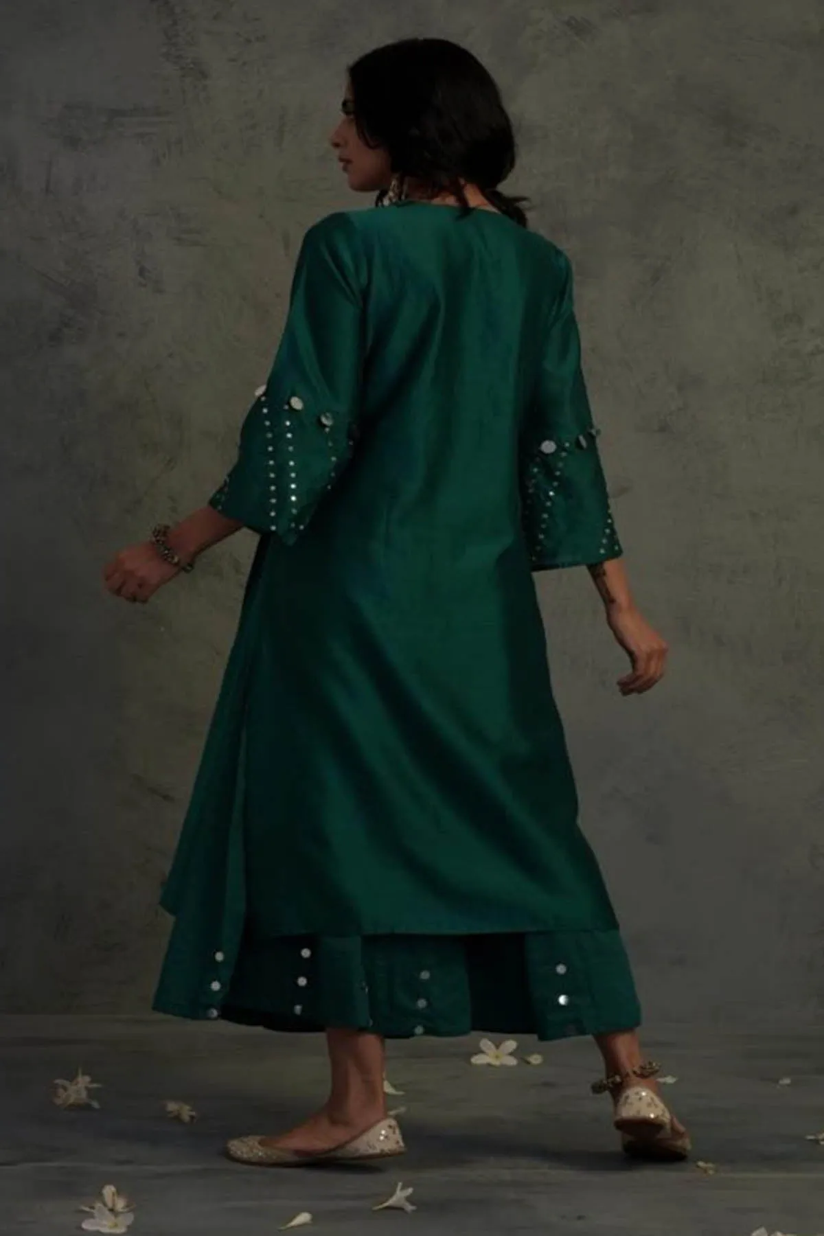 Emerald Green Gathered Kurta Set